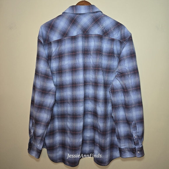Carhartt Steel Blue Plaid Rugged Flex Hamilton Pearl Snap Flannel Shirt Size 2XL - Picture 8 of 11